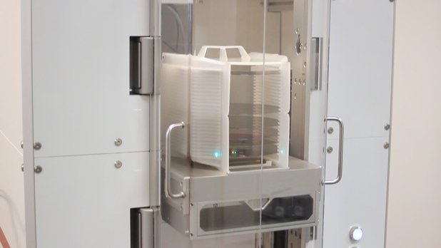 Fully automated EddyCus® ResMapper wafer mapping system with a 200 mm cassette loaded with semiconductor wafers