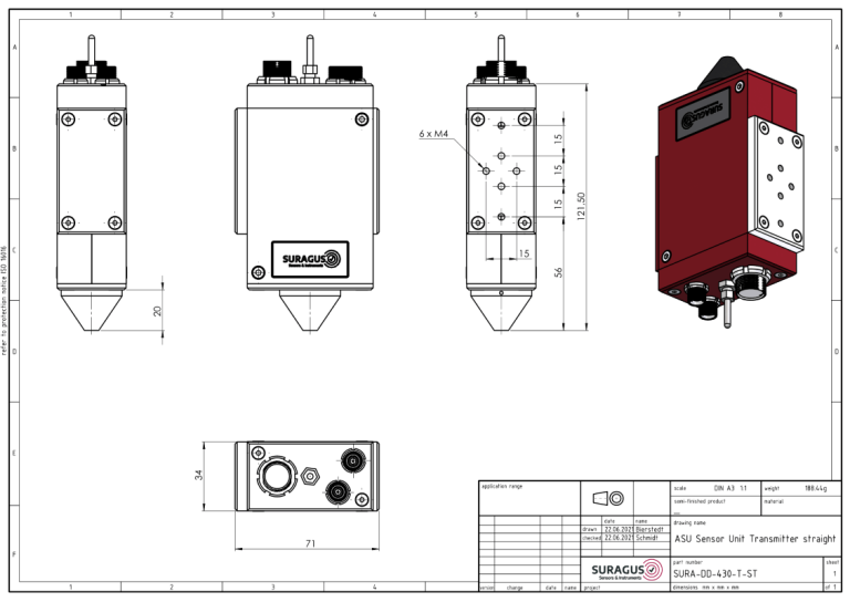 EddyCus sensor ASU technical drawing