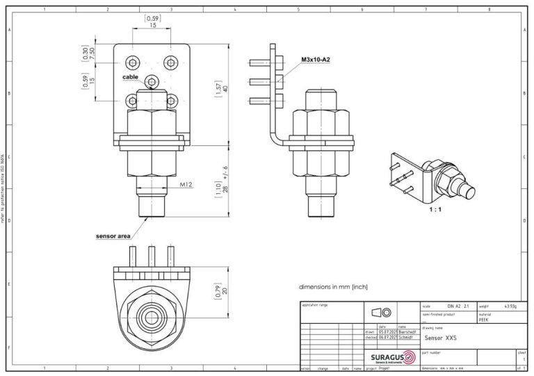 EddyCus sensor XXS technical drawing