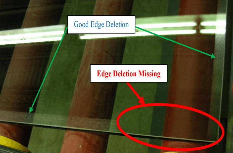 Example photo for Architectural Glass edge removal applications as a typical measurement task of SURAGUS sensors
