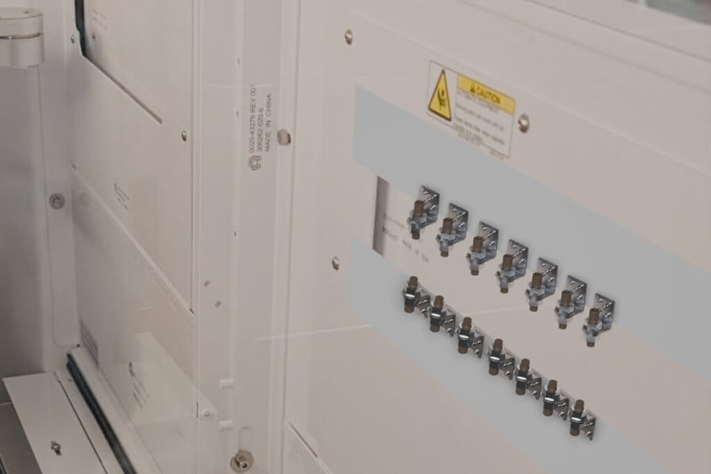 7 lane eddy current sensor mounted at a load lock between an EFEM and a deposition chamber to generate a 49 point measurement mapping of each wafer
